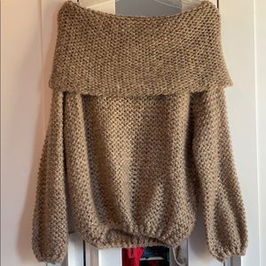 Off the shoulder sweater.